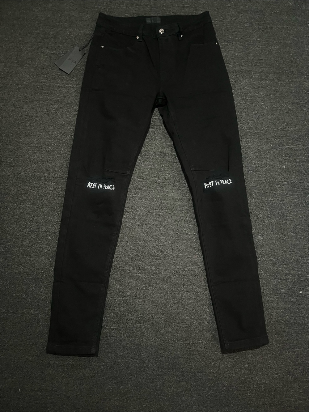 RtA Black Skinny Jeans with Cross Rivet Detail